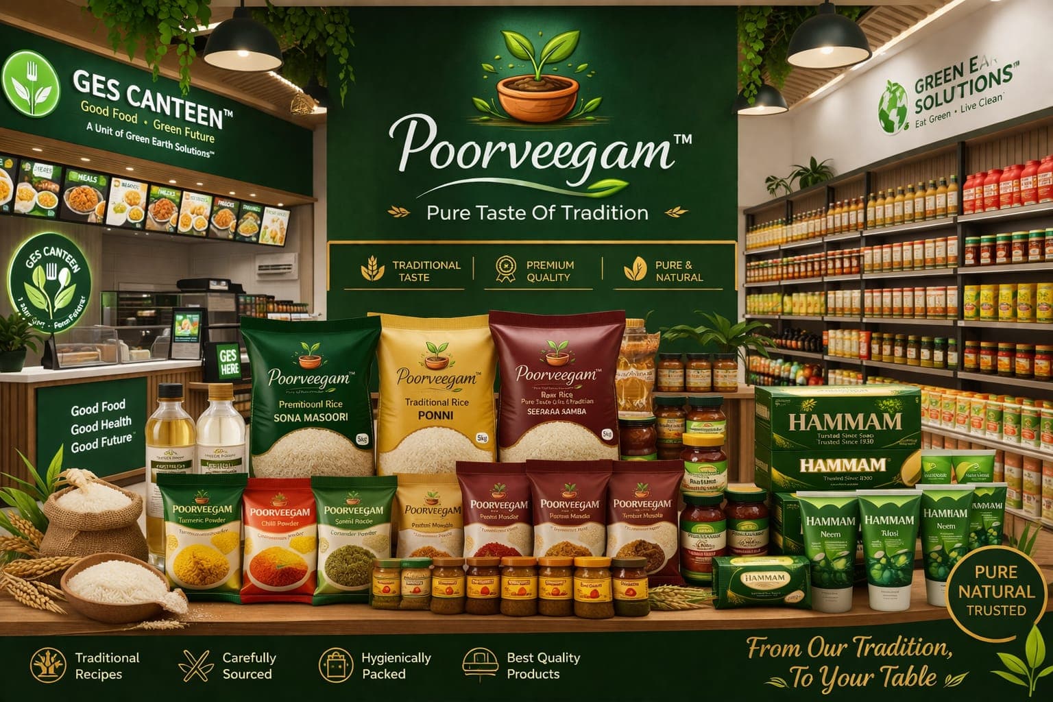 POORVEEGAM traditional quality grocery products lineup